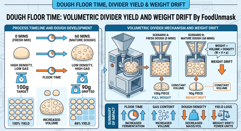 Dough Floor Time Volumetric Divider Yield and Weight Drift